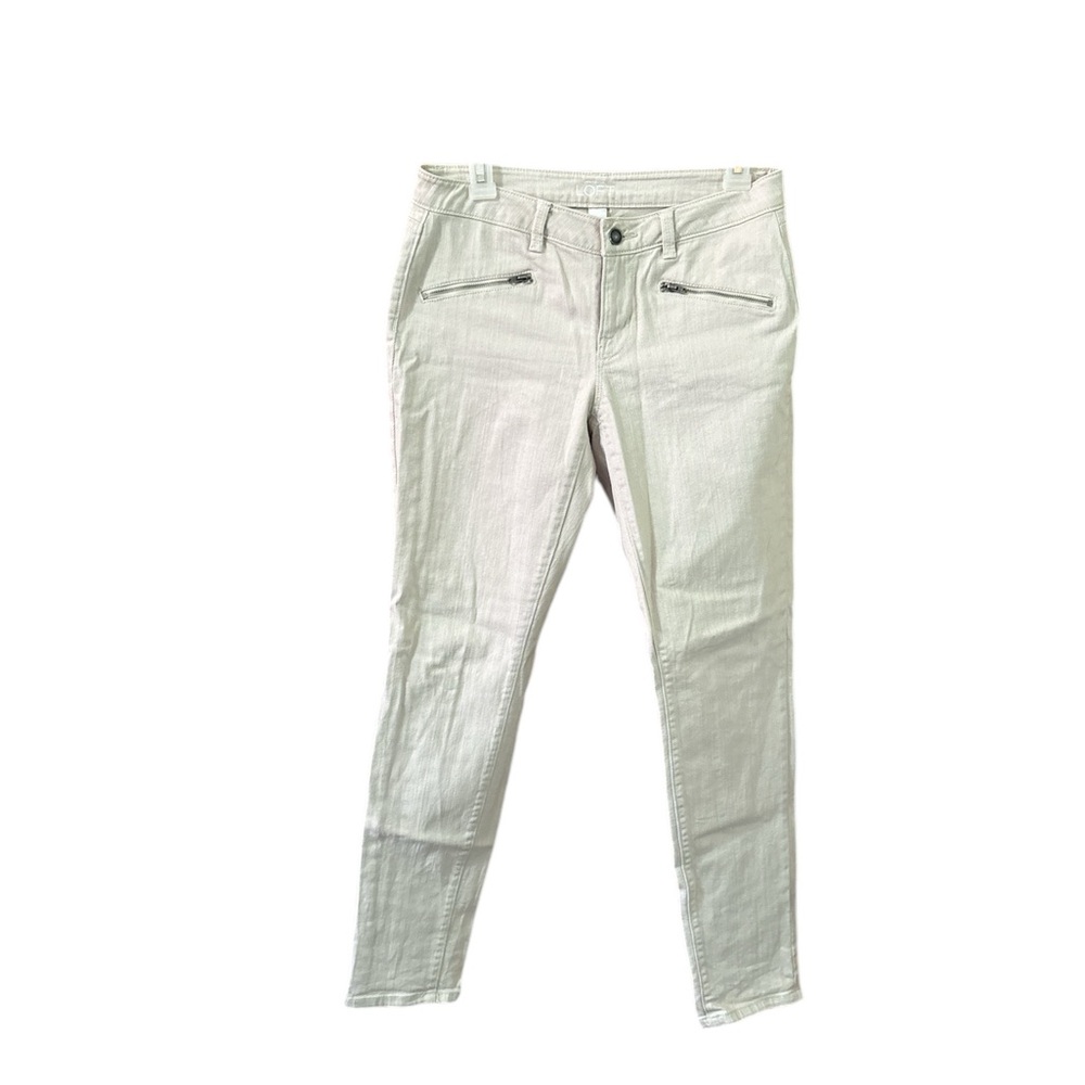 LOFT Cream Skinny Jeans with Slim Fit Size 4